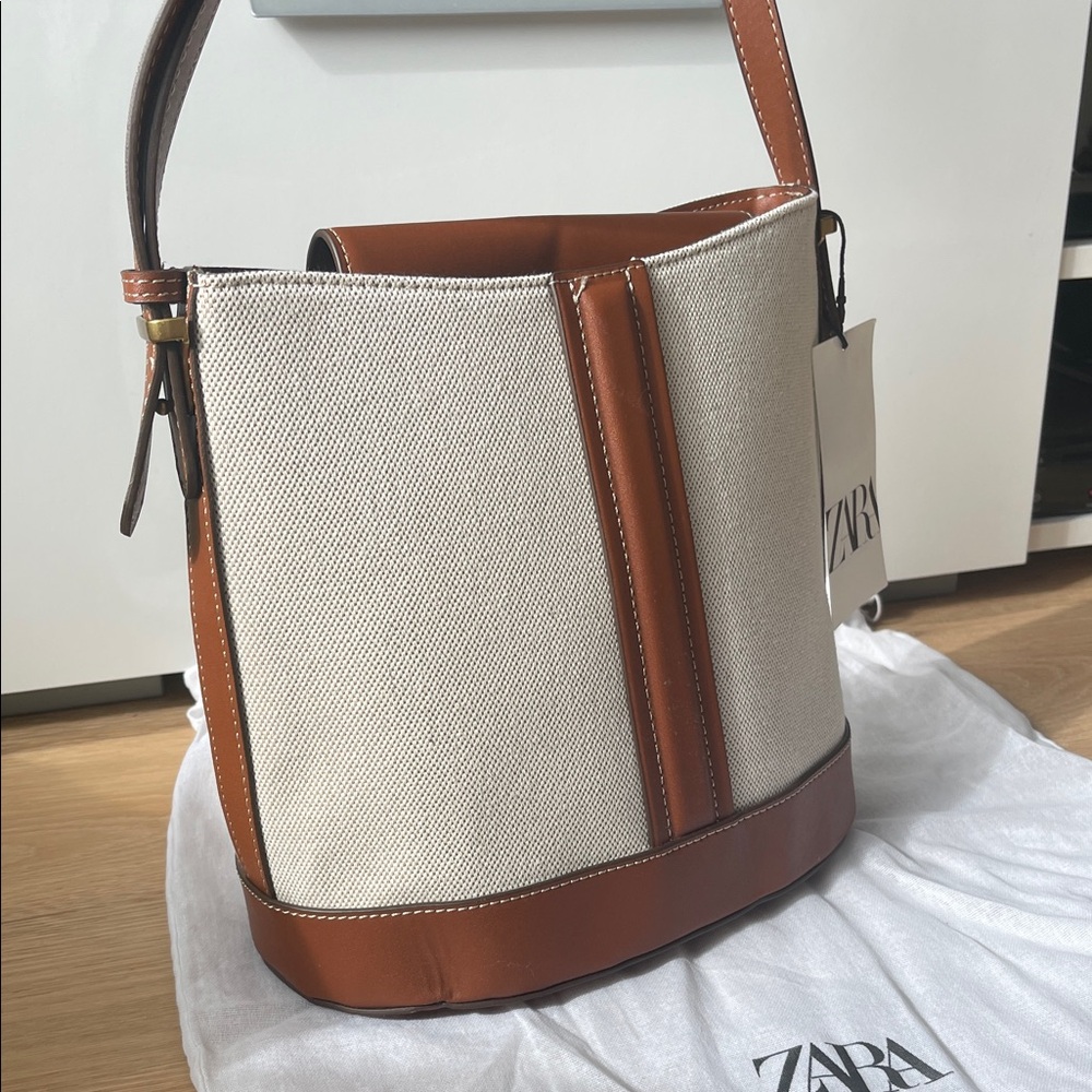 Zara Tan and Cream Crossbody Bag